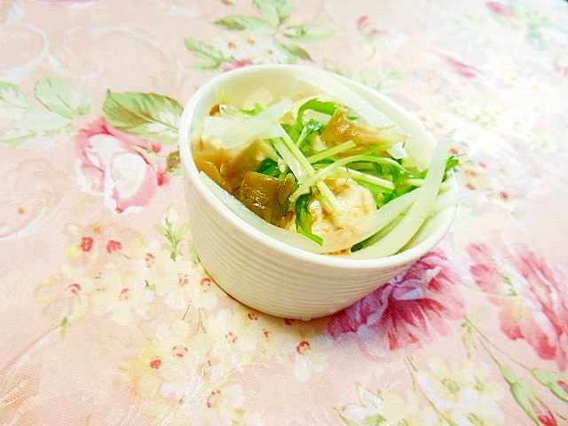 おぼろ豆腐de❤玉葱&水菜&ザーサイの白だし生姜❤
